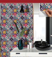 FAYANS ÜSTÜ PVC KAPLAMA 30 X 30 PEMBE KARO DESENLİ - 349