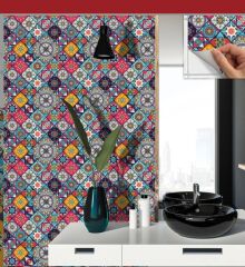 FAYANS ÜSTÜ PVC KAPLAMA 30 X 30 PEMBE KARO DESENLİ - 349