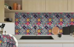 FAYANS ÜSTÜ PVC KAPLAMA 30 X 30 PEMBE KARO DESENLİ - 349