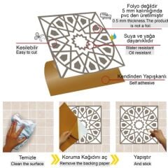 FAYANS ÜSTÜ PVC KAPLAMA 30 X 30 SELÇUKLU GEOMETRİK DESENLİ - 350