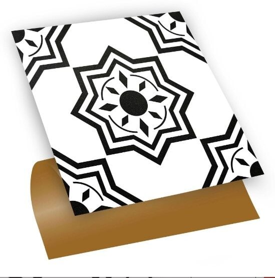 FAYANS ÜSTÜ PVC KAPLAMA 30 X 30 SİYAH SELÇUKLU YILDIZI DESENLİ - 351
