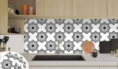 FAYANS ÜSTÜ PVC KAPLAMA 30 X 30 SİYAH SELÇUKLU YILDIZI DESENLİ - 351