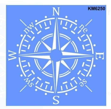 Stencıl Pusula Duvar Deseni Şablon - KM6250