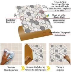 FAYANS ÜSTÜ PVC KAPLAMA 30 X 30 TERRAZO PETEK DESENLİ - 355