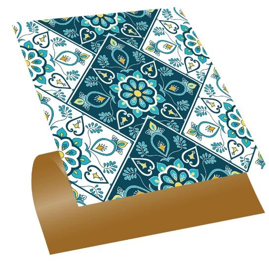 FAYANS ÜSTÜ PVC KAPLAMA 30 X 30 TURKUAZ ÇİÇEK DESENLİ - 356