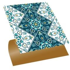 FAYANS ÜSTÜ PVC KAPLAMA 30 X 30 TURKUAZ ÇİÇEK DESENLİ - 356