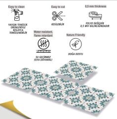 FAYANS ÜSTÜ PVC KAPLAMA 30 X 30 YEŞİL ÇİÇEK BAHÇESİ DESENLİ - 357