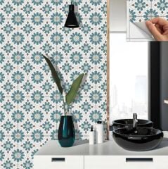FAYANS ÜSTÜ PVC KAPLAMA 30 X 30 YEŞİL ÇİÇEK BAHÇESİ DESENLİ - 357