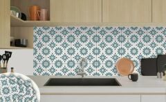 FAYANS ÜSTÜ PVC KAPLAMA 30 X 30 YEŞİL ÇİÇEK BAHÇESİ DESENLİ - 357