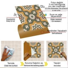 FAYANS ÜSTÜ PVC KAPLAMA 30 X 30 YEŞİL METRAJ DESENLİ - 358