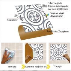 FAYANS ÜSTÜ PVC KAPLAMA 30 X 30 Geometrik 03  KARO DESENLİ - 360