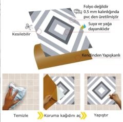 FAYANS ÜSTÜ PVC KAPLAMA 30 X 30 Geometrik 04  KARO DESENLİ - 361