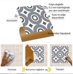 FAYANS ÜSTÜ PVC KAPLAMA 30 X 30 Geometrik 06  KARO DESENLİ - 363