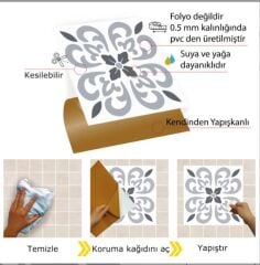 FAYANS ÜSTÜ PVC KAPLAMA 30 X 30 Geometrik 07  KARO DESENLİ - 364