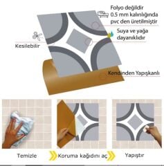 FAYANS ÜSTÜ PVC KAPLAMA 30 X 30 Geometrik 08  KARO DESENLİ - 365