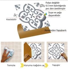 FAYANS ÜSTÜ PVC KAPLAMA 30 X 30 Geometrik 09  KARO DESENLİ - 366