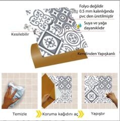 FAYANS ÜSTÜ PVC KAPLAMA 30 X 30 Geometrik 10  KARO DESENLİ - 367