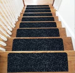 MERDİVEN BASAMAK HALISI YAPIŞKANLI PVC KAYDIRMAZ KEÇE SİYAH 22 x 75 cm