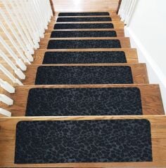 MERDİVEN BASAMAK HALISI YAPIŞKANLI PVC KAYDIRMAZ KEÇE ANTRASİT 22 x 75 cm