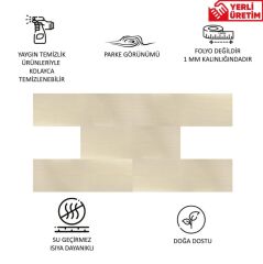FAYANS ÜSTÜ PARKE DESEN PVC KAPLAMA 25 X 80 CM EBAT ÇANKIRI BEYAZ HUŞ