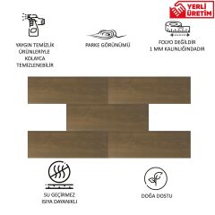 FAYANS ÜSTÜ PARKE DESEN PVC KAPLAMA 25 X 80 CM EBAT KARABÜK CEVİZ