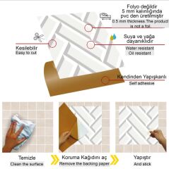 FAYANS ÜSTÜ PVC KAPLAMA 30 X 30 BEYAZ BÜYÜK BALIKSIRTI-571