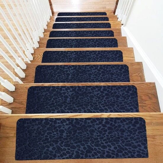 MERDİVEN BASAMAK HALISI YAPIŞKANLI PVC KAYDIRMAZ KEÇE LACİVERT 22 x 75 cm