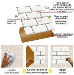FAYANS ÜSTÜ PVC KAPLAMA 30 X 30 BÜYÜK BEYAZ KOYU DERZLİ METRO-572