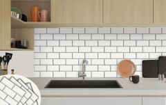 FAYANS ÜSTÜ PVC KAPLAMA 30 X 30 BÜYÜK BEYAZ KOYU DERZLİ METRO