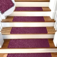 MERDİVEN BASAMAK HALISI YAPIŞKANLI PVC KAYDIRMAZ KEÇE BORDO  22 x 75 cm