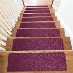 MERDİVEN BASAMAK HALISI YAPIŞKANLI PVC KAYDIRMAZ KEÇE BORDO  22 x 75 cm