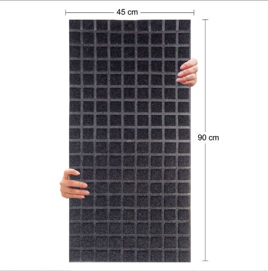 DEKORATİF VE AKUSTİK KEÇE PANEL ANTRASİT KARE DESEN