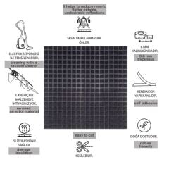 DEKORATİF VE AKUSTİK KEÇE PANEL ANTRASİT KARE DESEN
