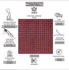 DEKORATİF VE AKUSTİK KEÇE PANEL BORDO KARE DESEN