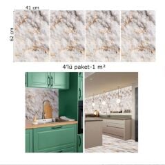 FAYANS ÜSTÜ PVC KAPLAMA 41 X 62 GOLD MERMER DESEN-584