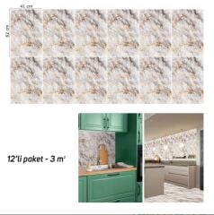 FAYANS ÜSTÜ PVC KAPLAMA 41 X 62 GOLD MERMER DESEN-584
