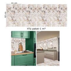 FAYANS ÜSTÜ PVC KAPLAMA 41 X 62 GOLD PETEK MERMER DESEN-583