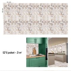 FAYANS ÜSTÜ PVC KAPLAMA 41 X 62 GOLD PETEK MERMER DESEN-583