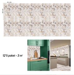 FAYANS ÜSTÜ PVC KAPLAMA 41 X 62 GOLD PETEK MERMER DESEN-583