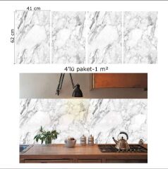 FAYANS ÜSTÜ PVC KAPLAMA 41 X 62 BEYAZ MERMER DESEN-585