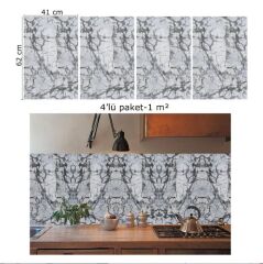 FAYANS ÜSTÜ PVC KAPLAMA 41 X 62 SİYAH ÇİZGİLİ MERMER DESEN-586