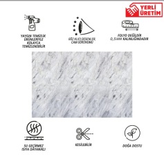 FAYANS ÜSTÜ PVC KAPLAMA 41 X 62 GRİ DALGALI MERMER DESEN-587