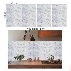 FAYANS ÜSTÜ PVC KAPLAMA 41 X 62 GRİ DALGALI MERMER DESEN-587