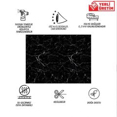FAYANS ÜSTÜ PVC KAPLAMA 41 X 62 SİYAH - BEYAZ MERMER DESEN-590