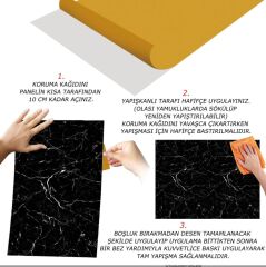 FAYANS ÜSTÜ PVC KAPLAMA 41 X 62 SİYAH - BEYAZ MERMER DESEN-590