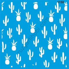 Stencıl Kaktür Ananas Tropikal Desen - 1159