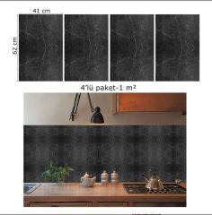 FAYANS ÜSTÜ PVC KAPLAMA 41 X 62  BELGİUM BLACK MERMER DESEN-768