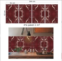 FAYANS ÜSTÜ PVC KAPLAMA 41 X 62  BORDO MERMER DESEN-769