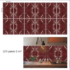 FAYANS ÜSTÜ PVC KAPLAMA 41 X 62  BORDO MERMER DESEN-769