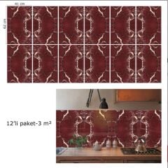 FAYANS ÜSTÜ PVC KAPLAMA 41 X 62  BORDO MERMER DESEN-769